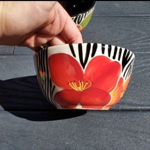 Gates Ware Dinnerware Set Soup Bowls Cereal Bowl Zebra Floral Safari Tropical 4